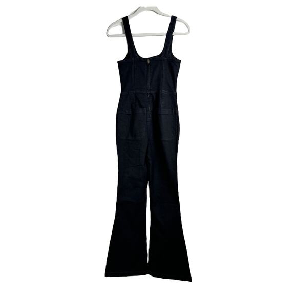 Madewell Denim Flare Leg Jumpsuit in Bonner Wash Black Size 0 NWOT Sleeveless - Picture 6 of 16